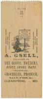 A. Gsell, dealer in dry goods, notions, boots, shoes, hats, hardware, groceries, produce, salt, fish, &c. Clearspring, - MD.