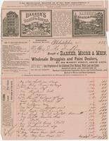 Bought of Barker, Moore, Mein, wholesale druggists and paint dealers, no. 609 Market Street, above Sixth.