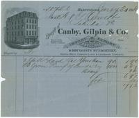 Bought of Canby, Gilpin & Co. Import and export druggists & druggists sundrymen. North west corner Light & Lombard Streets.