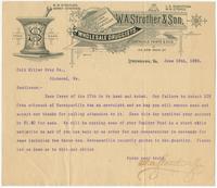 [Business stationery of Strother Drug Co., previously W. A. Strother & Son, wholesale druggists, 906 Main Street, Lynchburg, Va.]