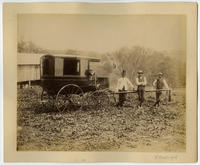 [Three men by a carriage at an unidentified rural location]