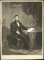 Abraham Lincoln, President of the United States signing the Emancipation Proclamation