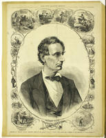 Portrait of Abraham Lincoln, President elect of the United States of America, with scenes and incidents in his life.