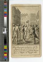 Die Americaner wiedersetzen sich der Stemple Acte, und verbrennen das aus England nach america Gesandte Stemple Papier zu Boston im August 1764.