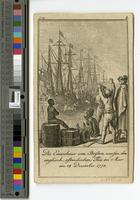 Die Einwohner von Boston wersen den englisch-ostindischen Thee ins a Meer am 18 December 1773
