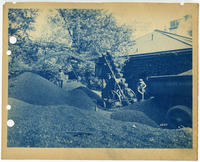 Type "C" loader with swiveling belt conveyor storing coal at University of Pennsylvania, Philadelphia