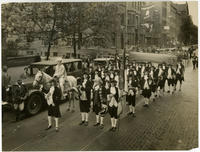 [Procession of Poor Richard Club members down Locust Street, Philadelphia]