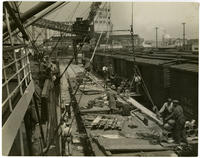 The port, Philadelphia. Loading ships from cars.