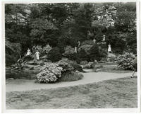 [Women and girls posed at Glendinning Rock Gardens, Fairmount Park, Philadelphia]