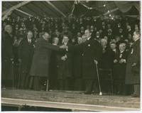 Mayor Moore of Philadelphia and Mayor Ellis of Camden at the Ceremony marking the beginning of physical construction of the Delaware River Bridge, January 6, 1922.