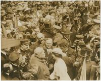 Miss Katherine Lee presenting sword given by the citizens of Philadelphia to Marshall Joffre