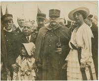 Marshall Joffre, Miss Katherine Lee, Joseph Widener, Samuel Vauclain (sword given by Phila citizens in Joffre's hands)