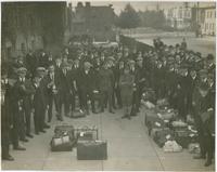 First quota of Phila drafted men reporting to draft board at 57th and Spruce St to be sent to training camps, Aug. or Sept. 1917