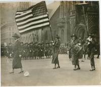 Officers of emergency aid in parade during World War