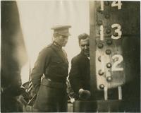 Mr. Matthew Brush, Handing King Albert champagne for ship christening at Hog Island, October 27, 1919