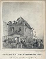 S. W. view of the old court house in Market Street, Philada at the time of its being taken down (7th April 1837). [graphic] / W. L. Breton del.