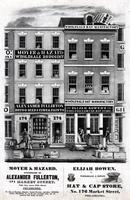 Moyer & Hazard, successors of Alexander Fullerton, 174 Market Street, fifth door above Fifth Street, Philadelphia [and] Elijah Bowen, wholesale & retail hat & cap store, No. 176 Market Street, Philadelphia. [graphic].