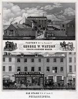 George W. Watson coach & harness maker. Factory 13th & Parrish Sts. Old stand No. 9 Sth. Sixth. [graphic] / Executed on stone by W. H. Rease, No. 17, So. 5th. St.