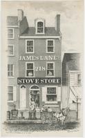 [James Lane's stove store, No. 218 North Third Street, Philadelphia] [graphic] / Drawn on stone by W. H. Rease, 17, Sth. 5th St. Phil.