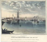 Philadelphia from the Navy Yard [graphic] / Lith. of J. T. Bowen.