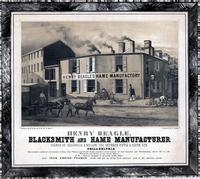 Henry Beagle, blacksmith and hame manufacturer, corner of Magnolia & Willow Sts. between Fifth & Sixth Sts. Philadelphia. [graphic] / On stone by W. H. Rease, 17 So. 5th. St.lwisn