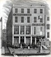 [T. Sharpless & Sons, wholesale ware room, clothes, cassimeres, merinoes, silks and vestings, South Second Street and Trotter's Alley, Philadelphia] [graphic] / Drawn on stone by R. E. Reynolds.
