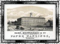 Hart, Montgomery & Co. Successors to Isaac Pugh & Co. Manufacturers and importers of paper hangings, No. 118 Chestnut Street, Philadelphia. Manufactory N.E. Cor. Schuyl[kill] Front & Wood Streets [graphic] / On Stone by W.H. Rease, 17 So. 5th St.