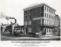 City Marble Works and Steam Mantel Factory. Corner Tenth and Vine Streets Philadelphia. J.E. & B. Schell. [graphic] / Rease & Schell's Lith., No. 17 So. 5th St., Philda.