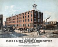 Wm.D. Rogers' coach and light carriage manufactory, corner of 6th & Master Streets, Philadelphia. [graphic] / From nature and on stone by Rease & Schell, No. 17 So. 5th St., Phila.