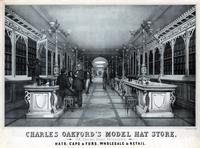 Charles Oakford's model hat store, 158, Chestnut Street Philadelphia. Hats, caps and furs, wholesale and retail. [graphic].