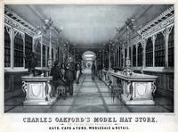 Charles Oakford's model hat store, 158, Chestnut Street Philadelphia. Hats, caps and furs, wholesale and retail. [graphic].