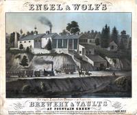 Engel & Wolf's brewery & vaults at Fountain Green [graphic] : Including five large vaults containing 50,352 cubic feet cut out of the solid rock and about 45 feet below ground, where they keep their well known lager beer. Temperature of the vaults in mids
