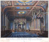 Grand lodge room of the new Masonic Hall, Chestnut Street Philadelphia. To the R. W. Grand Master, Grand Officers, and Members of the Grand Lodge of Penna, and the Order in general this print is respectfully dedicated by L. N. Rosenthal. [graphic] / On st