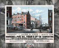 Louis L. Peck manufacturer & dealer in burning fluid varnishes, pine oil, virgin & sp[iri]ts of turpentine absolute, apothecaries, deodorized and fluid alcohol, of a superior quality linseed oil, white lead, lamps of every description, German & English br