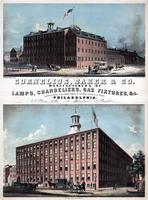 Cornelius, Baker & Co. manufacturers of lamps, chandeliers, gas fixtures etc. Manufactories: 181 Cherry Street and Columbia Avenue & 5th Street, Philadelphia. Store, No. 176 Chestnut Street. [graphic] / Lith. by W. H. Rease, 97 Chestnut St.