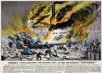 Terrible conflagration and destruction of the steam-boat "New Jersey," [graphic] : On the Delaware River, opposite Philadelphia, on the night of Saturday, March 15th, 1856, between 8 and 9 o'clock, by which dreadful calamity sixty-one lives were lost. Nam