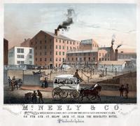 McNeely & Co. manufacturers of morocco, buckskin & chamois, white leather, bark tanned, sheep, calf & deer skins, parchment, vellum &c. 64 N[or]th 4th. St. below Arch St. near the Merchants Hotel, Philadelphia. Manufactory 4th & Franklin Aven[ue] [graphic