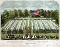View of the encampment of the Corn Exchange Regiment 118th. Penn. Vols. near Falls of Schuylkill. [graphic] / Del. & Lith. by J. Magee ; Lith & Print. by W. Boell, 311 Walnut St.