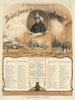 In commemoration of the great parade of the Philadelphia Fire Department October 16th 1865 [graphic] : Dedicated to the Philadelphia firemen and their visiting brethren / on stone by Jas. Queen; designd. by Schell; P.S. Duval & Son lith. Philada.