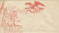 Eagle approaching Uncle Sam and Jefferson Davis envelope