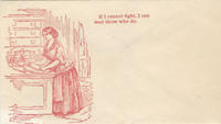 Woman in kitchen envelope