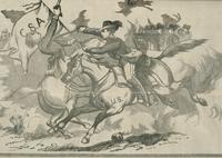 Union soldier attacking Confederate soldier woodcut