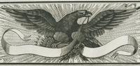 Eagle with banner woodcut