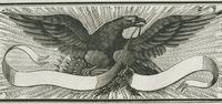 Eagle with banner woodcut