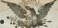 Eagle with shield woodcut