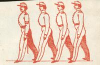 Soldiers marching woodcut