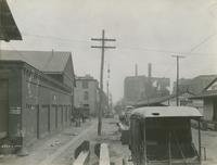 Cross wires on Front St. north from bent 39, April 24, 1916.