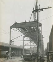 Progress of steel construction in Front St. at bent #48 looking south