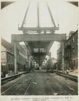 Progress of steel construction at bent 61, looking south, May 22, 1916.