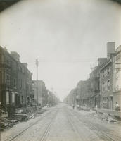 Progress of steel construction in Front St., at bent #62, looking north, May 29, 1916.